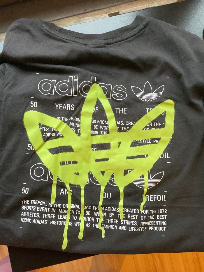 Tee-shirt noir imprimé dos et poitrine Adidas