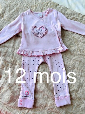 Pyjama coton 2 pièces - cache cœur 12 mois