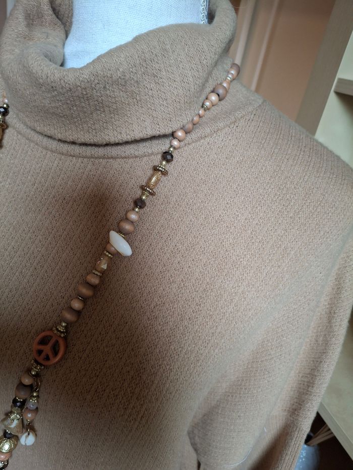 Pull long col roulé camel - photo numéro 2