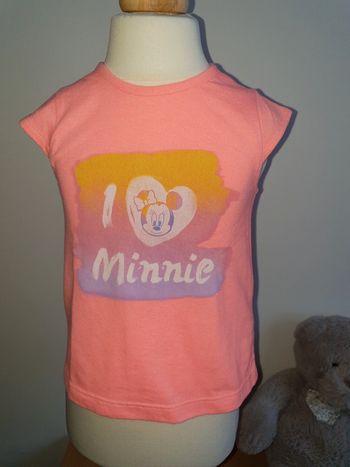 T-shirt Minnie rose fluo 9 mois