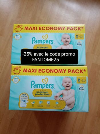 3 cartons de couches Pampers premium protection T2 taille 2