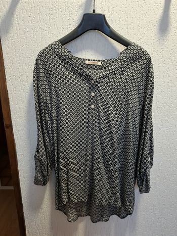 Belle blouse femme Z-One L/XL noir/blanc manches longues relevables très bon état
