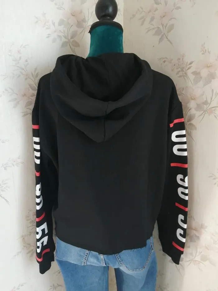 Sweat à capuche noir avec numéro manches et lien / jennyfer / (M) - photo numéro 8