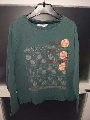 Sweat-shirt vert enfant 10 ans "T-Rex Dinosaure" manches longues