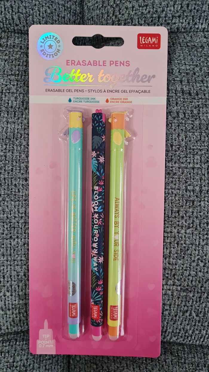 Legami Set Saint Valentin 2026 Couple Oiseaux Inséparables + Legami Fleur 🌸= 3 Stylos Neufs