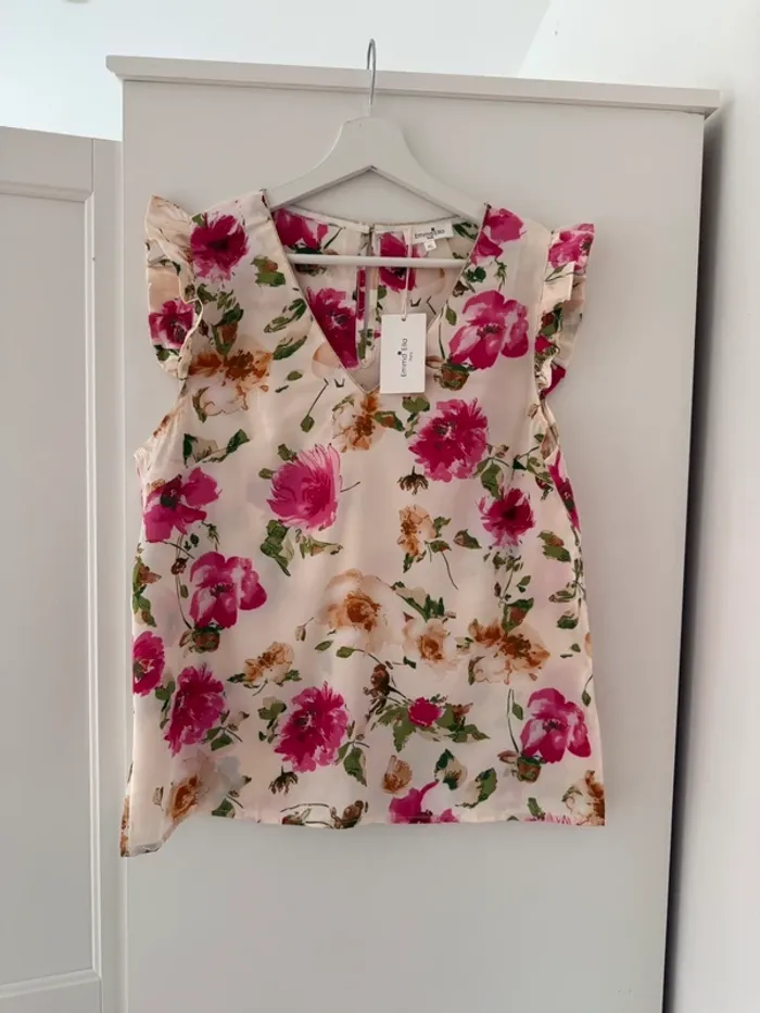 Superbe blouse fluide neuve avec étiquette Emma & Ella fleurie 🌸 XL 42 - photo numéro 8
