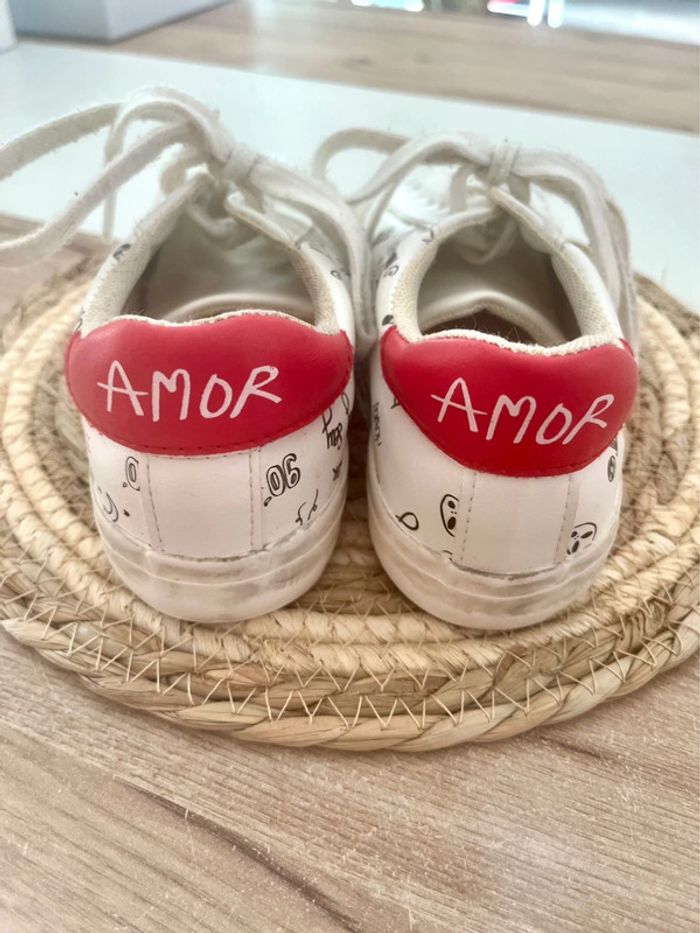 Sneakers basses rouge et blanche pointure 38 - photo numéro 2