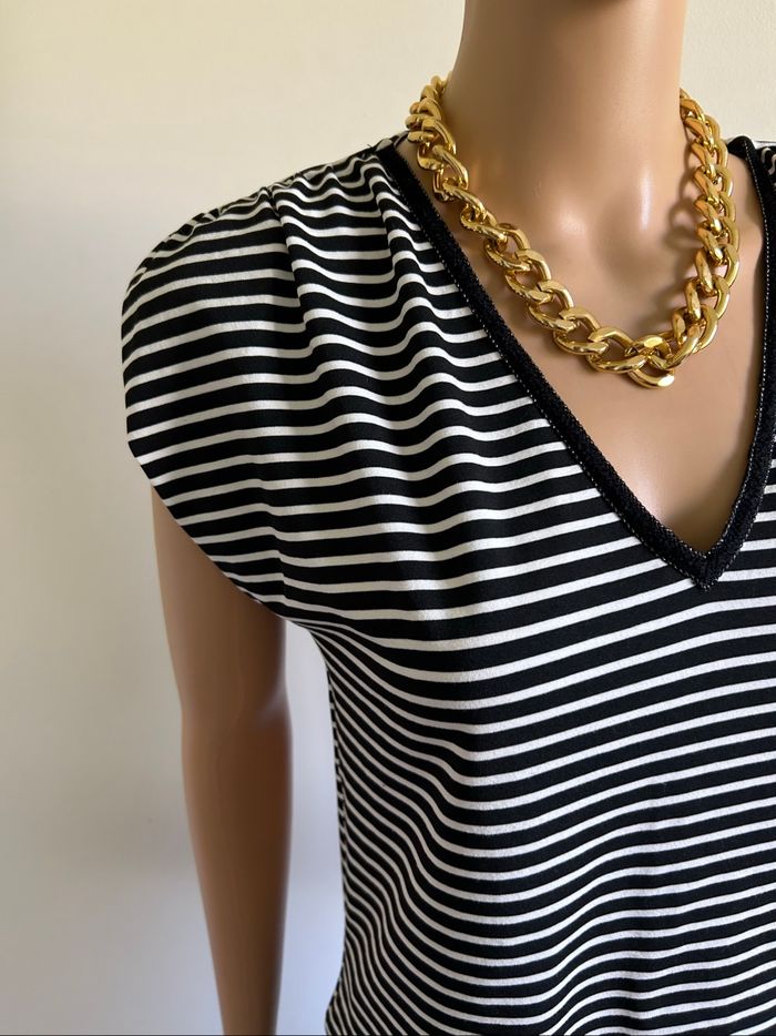 Blouse rayée noire et blanche Morgan taille XS jamais portée - photo numéro 4