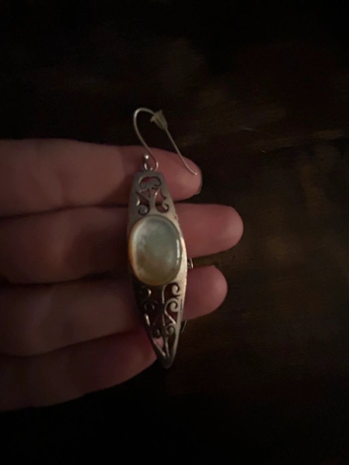 Boucles d oreilles en argent et nacre - photo numéro 2