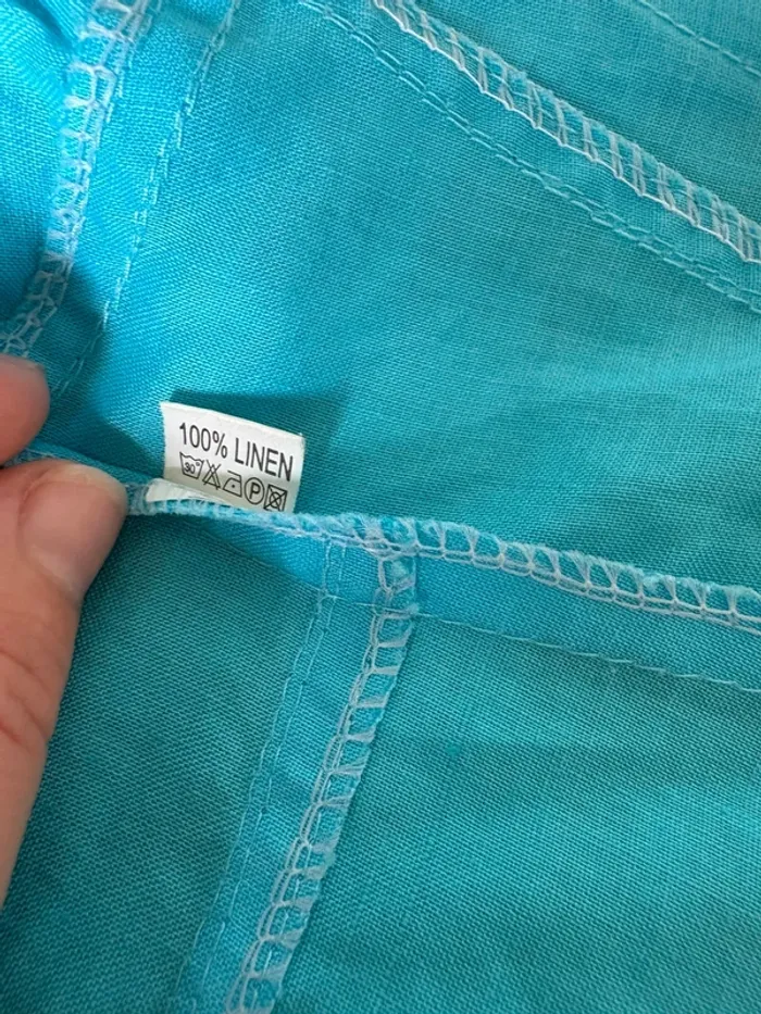 Veste bleu turquoise intense – 100 % lin taille M - photo numéro 4