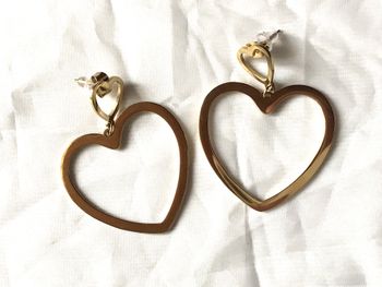 Boucles Oreilles Forme Cœurs Double Amour Bijou Doré Fantaisie Femmes