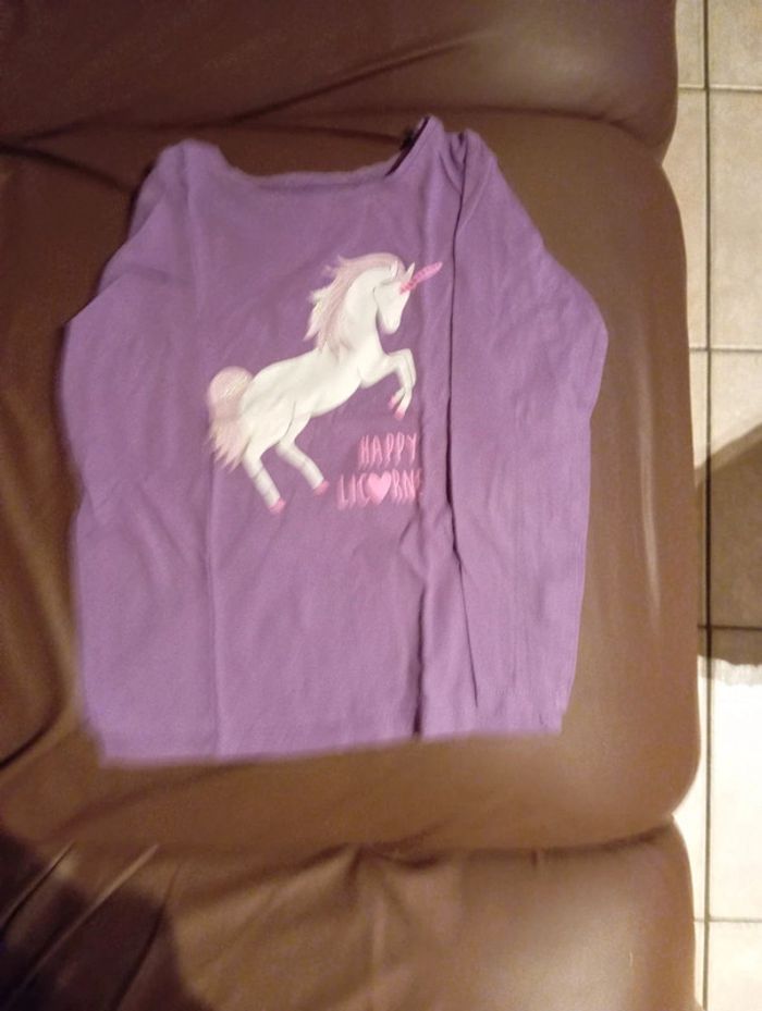 Pull manche longue mauve licorne In Extenso 6 ans