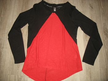 TEE SHIRT ML ROUGE ET NOIR "MISS CAPTAIN" - TAILLE 40 - n°01