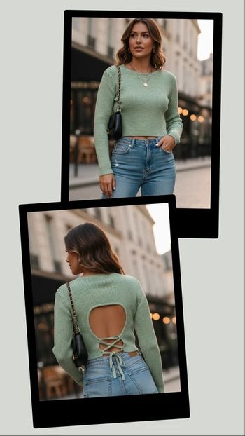 Pull court dos nu croisé T-L