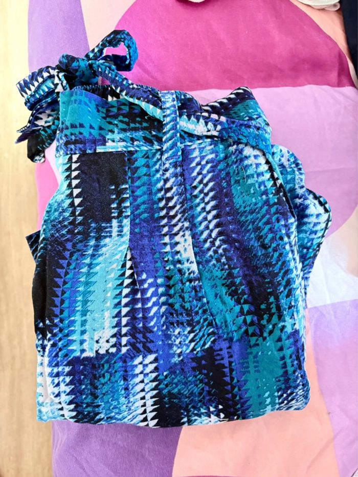 Pantalon d'été fluide bleu à motifs 40 C&A - photo numéro 8