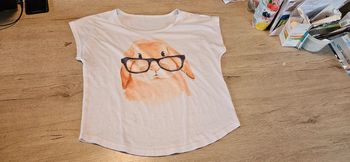 T shirt large, blanc, col rond  taille 14/16 ans