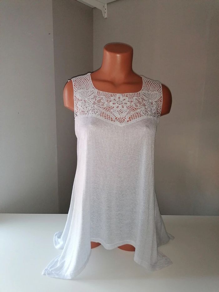 Tee-shirt assymétrique blanc transparent M