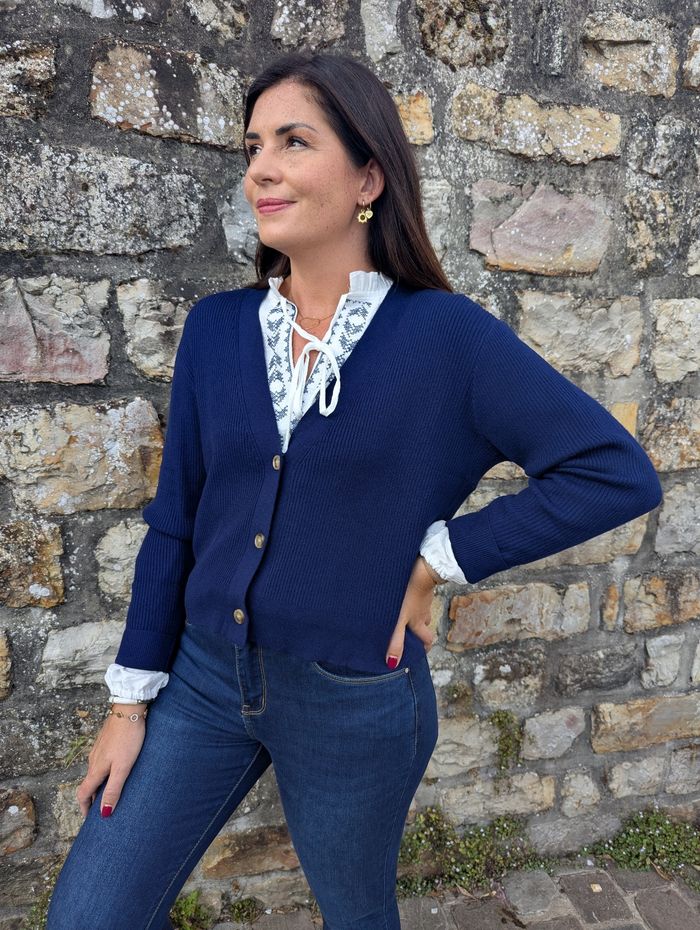 Gilet mi-saison Moscou marine fines mailles
TU