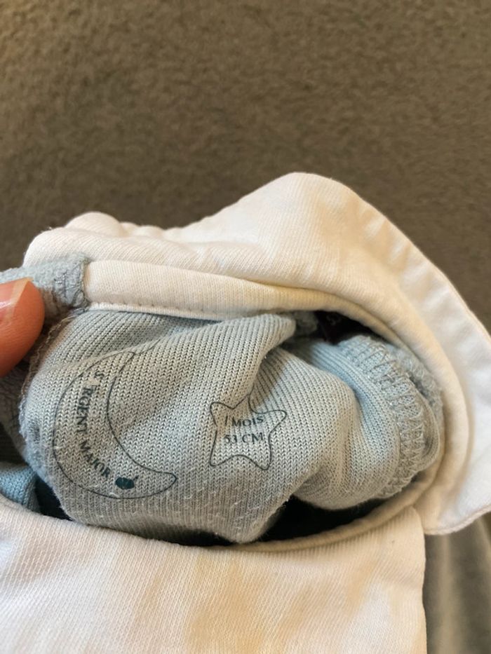 Pyjama grenouillère bleu gris sergent major 1 mois 53 cm - photo numéro 3