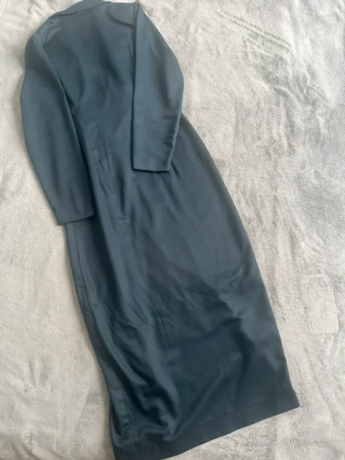 Manteau blazer vintage bleu marine long – Boutons dorés chic - photo numéro 4