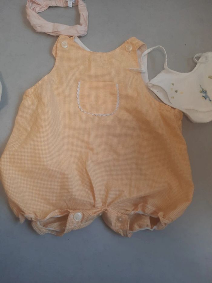 Ensemble jaune salopette tissus 9 mois - photo numéro 3