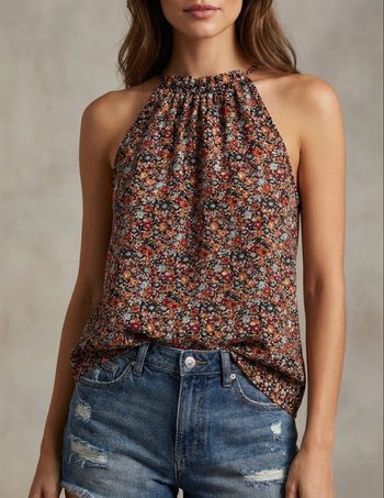 Débardeur dos nus, motifs floraux 