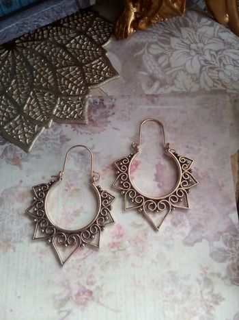 Créoles dorées style oriental , inoxydables