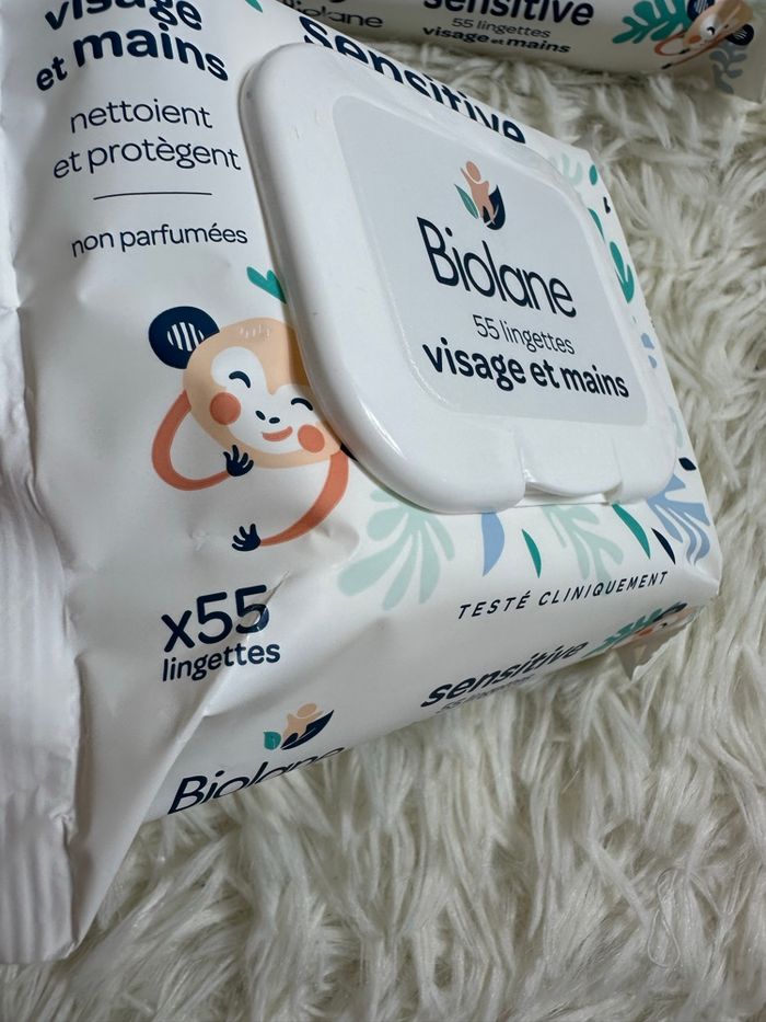 Lot de 12 paquets de 55 lingettes main et visage Biolane - photo numéro 3