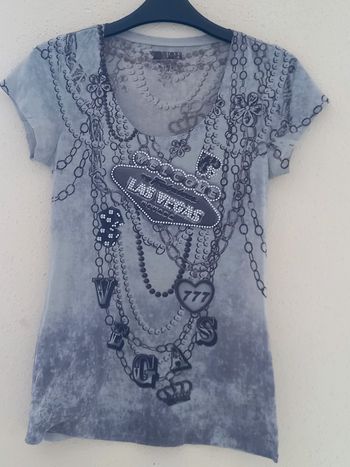 Haut femme gris avec motifs et brillant T: M