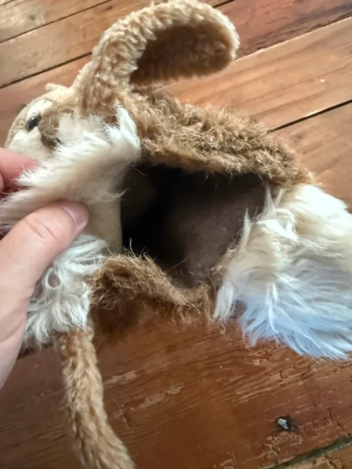 Très grande marionnette peluche ancienne Steiff lièvre lapin 40cm Jolly Hase beige 1973-86 - photo numéro 4