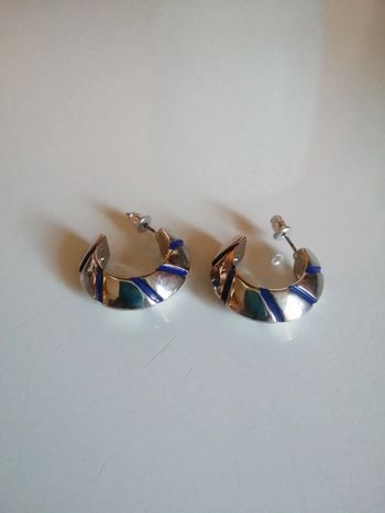 🌸Créoles argentées et bleues Neuves "Boutique Nirvana" 🌸