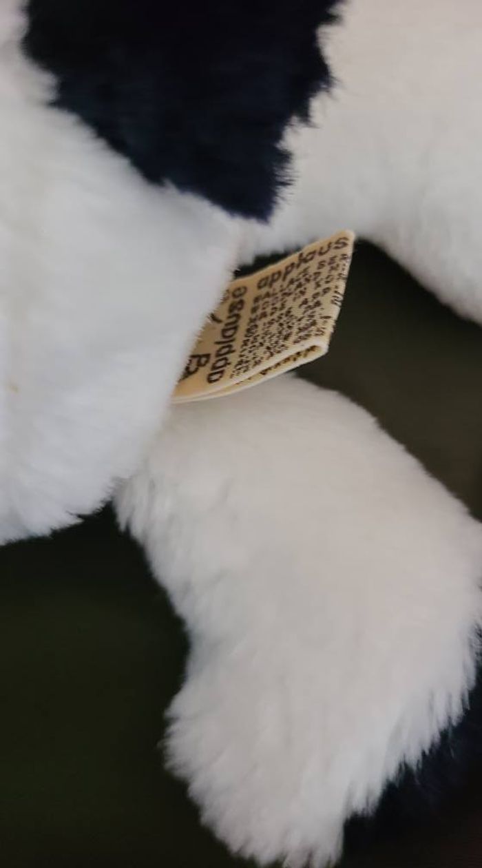 peluche chien blanc noir applause vintage - photo numéro 4