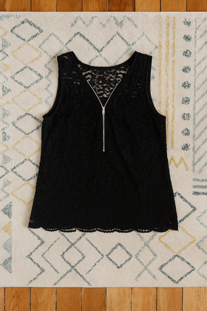Débardeur top haut noir dentelle The Kooples – zip doré – taille M – très bon état