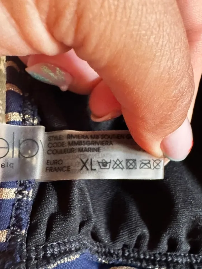 Bikini bleu marine rayé doré - photo numéro 10