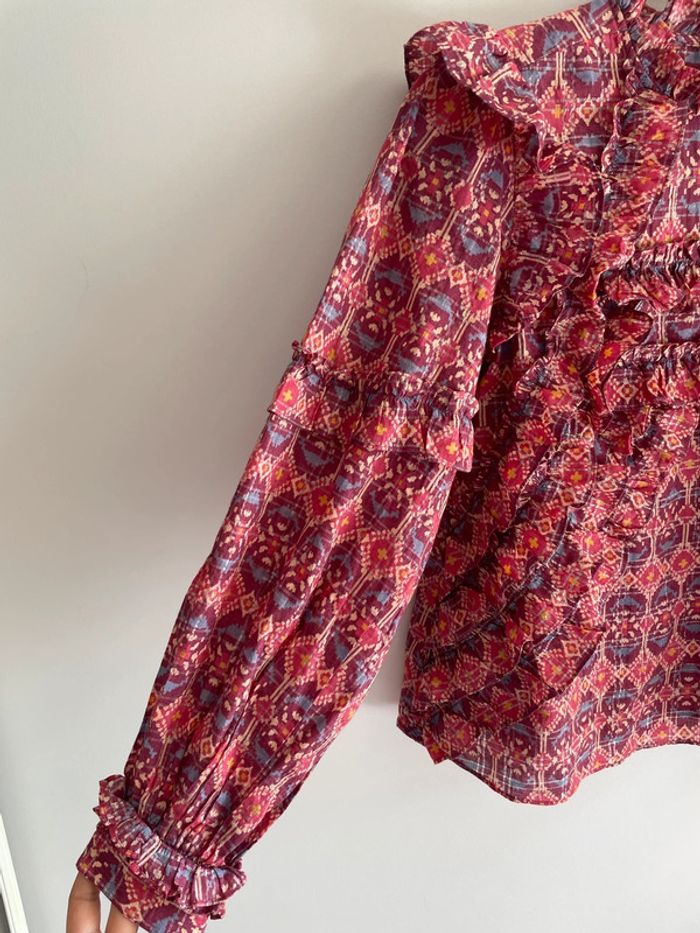 Blouse Sézane volantée à motif géométrique - photo numéro 3