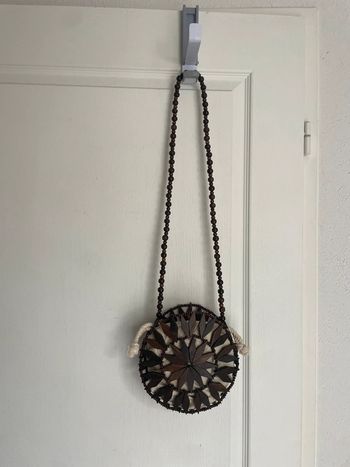 Sac rond en perles bois vintage