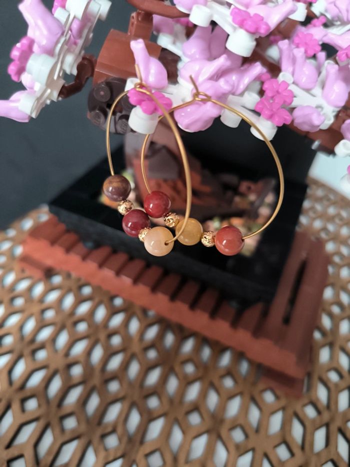 Boucles d'oreilles jaspe mokaite - photo numéro 2