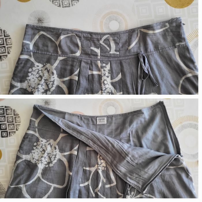 Esprit Jupe Plissée TFr38 -Gris & Crème - Impression Floral sur fond uni en TBE - photo numéro 5