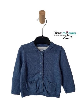 Gilet bleu chiné avec 2 petites poches - Okaïdi 9 mois