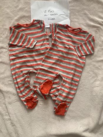 Lot de 2 pyjamas chauds 1 pièce - 12/18 mois - Du Pareil au Même