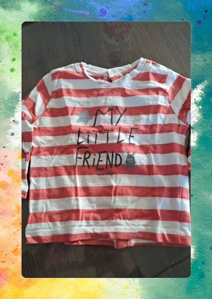 T-shirt Sucre d’Orge 6 mois  Ouverture boutons-pression dans le dos
