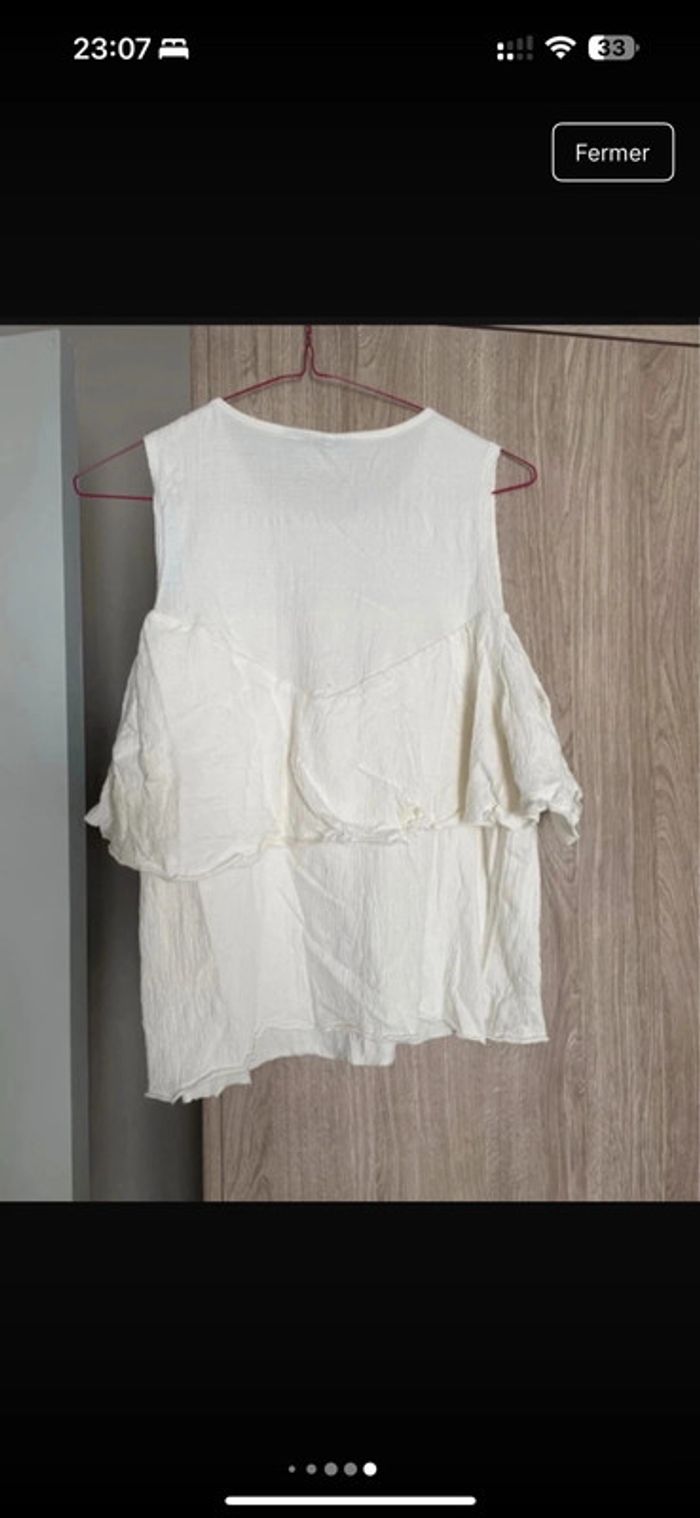 Débardeur blanc écru froufrou - photo numéro 6