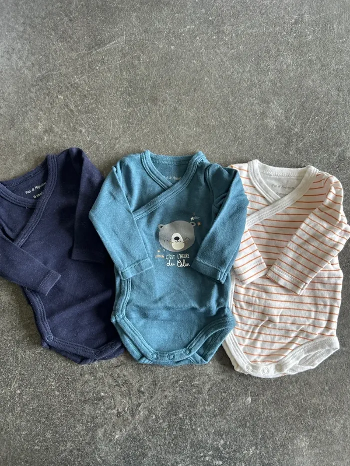 Lot de 3 bodys manches longues 0 mois