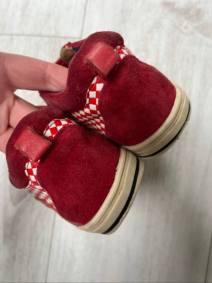 Baskets montantes à scratch rouges à motifs  taille 26  Acebo’s Cuir et daim - photo numéro 4