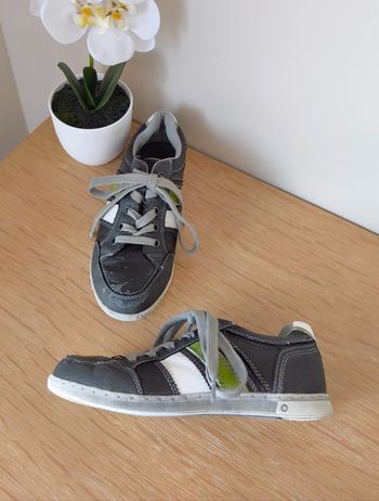 🦎 Baskets basses à lacets - Gris anthracite - P34 🦎