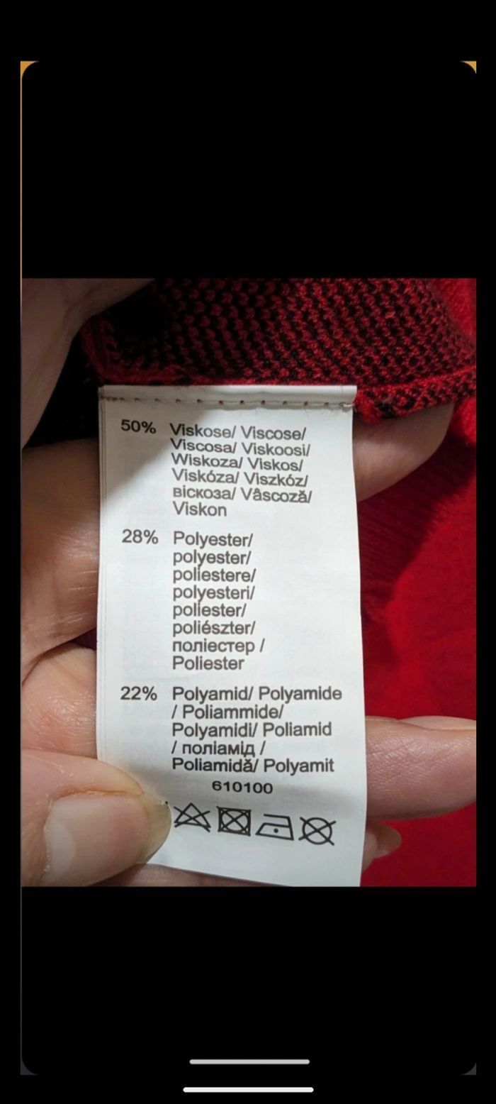 Beau pull hiver Bodyflirt rouge et noir. Taille 38 - photo numéro 5