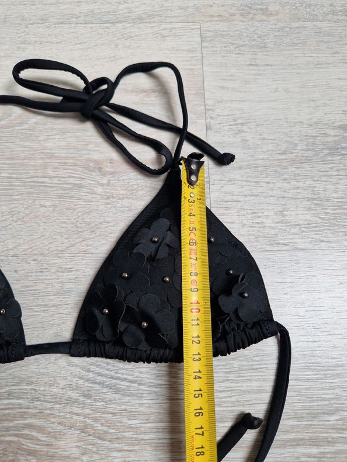 Maillot de bain noir neuf H&M avec fleurs haut 36 et bas 34 - photo numéro 9