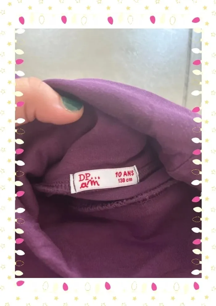 T-shirt col roulé violet fille 10 ans – Du Pareil Au Même - photo numéro 4