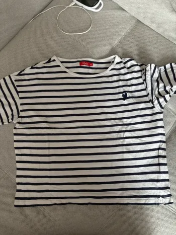 T-shirt marinière rayé blanc & bleu – Taille S