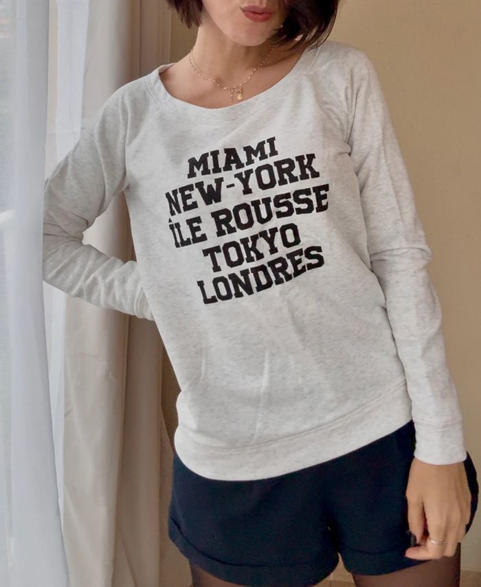 Sweat-shirt Anouk Ninon gris clair taille S parfait état - photo numéro 2